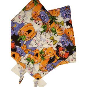 1 Handcrafted Potholder Halloween Ghosts Witches Cats Pumpkin reversible 7x8in